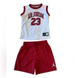 Jordan White & Red Kids' Basketball Jersey and Shorts Set